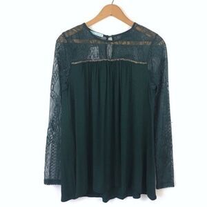 Maurices Green Lace Beaded Long Sleeve Blouse NWT